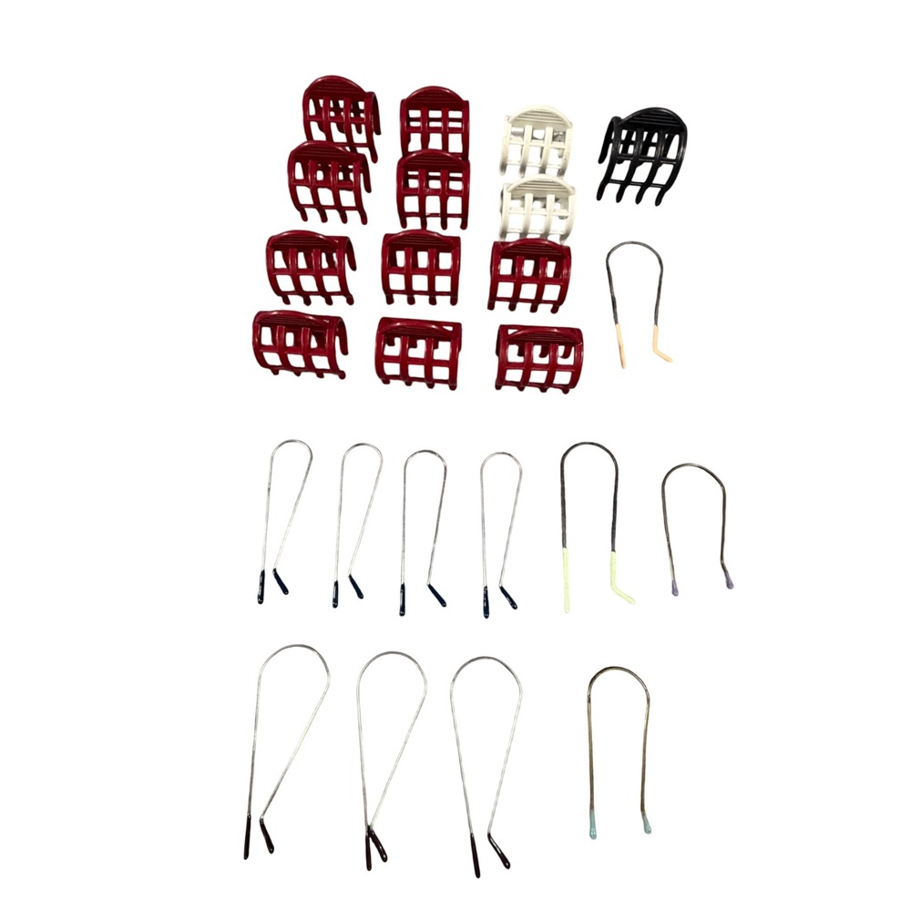 VTG Remington Hair Rollers, Clips & Pins Red White Black Mixed Lot Retro Style